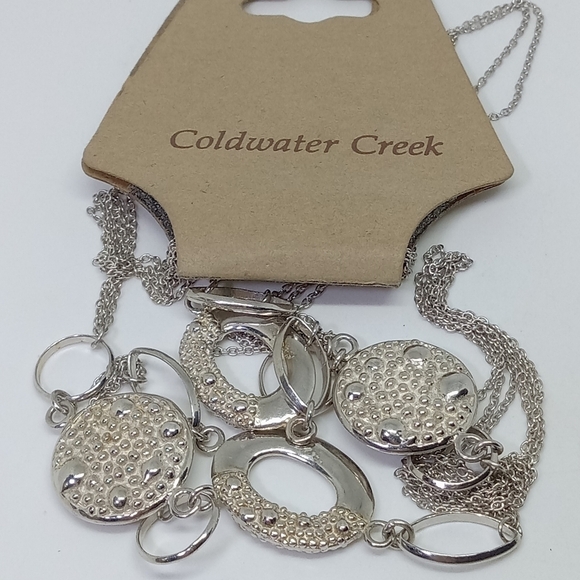 * Coldwater Creek NWT 925 sterling silver pebbled discs necklace 32" - Picture 5 of 5